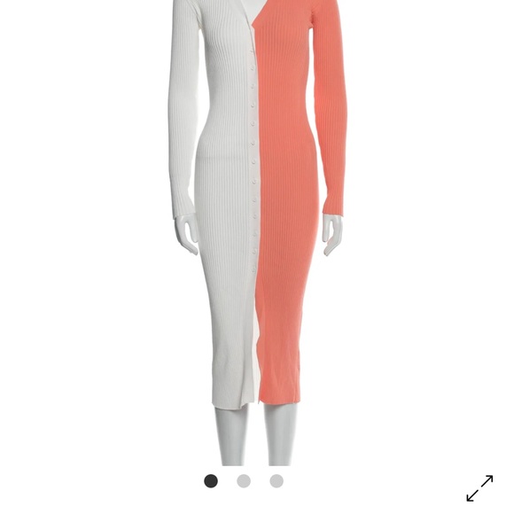 STAUD Long Sleeve White and Peach Dress - Picture 2 of 4